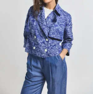 Elijah Cropped Trench Jacket In Indigo