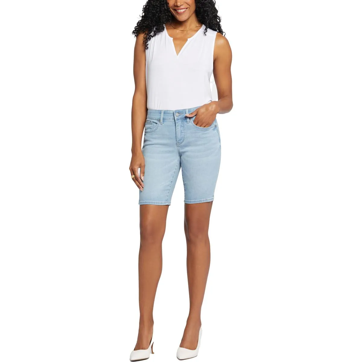 Ella Womens Slit Denim Denim Shorts