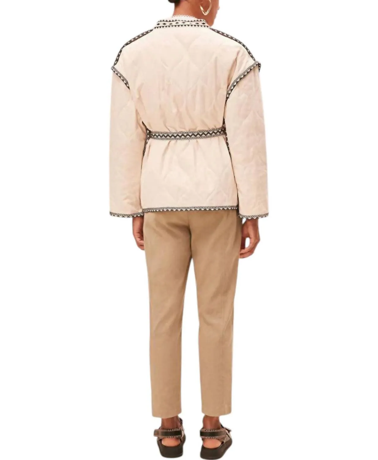 Evan Quilted Coat Jacket In Creme