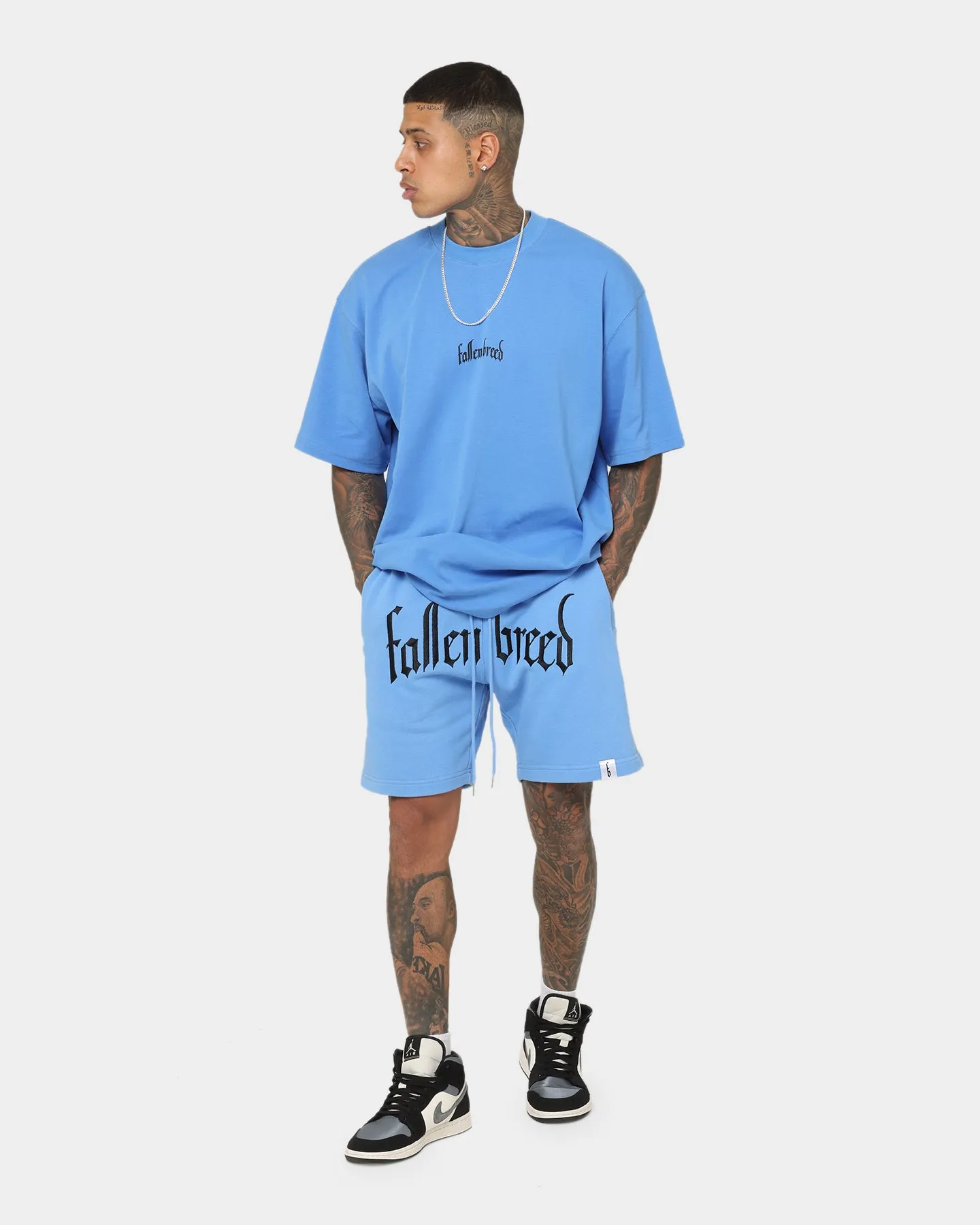 Fallen Breed Logo Sweat Shorts Carolina Blue