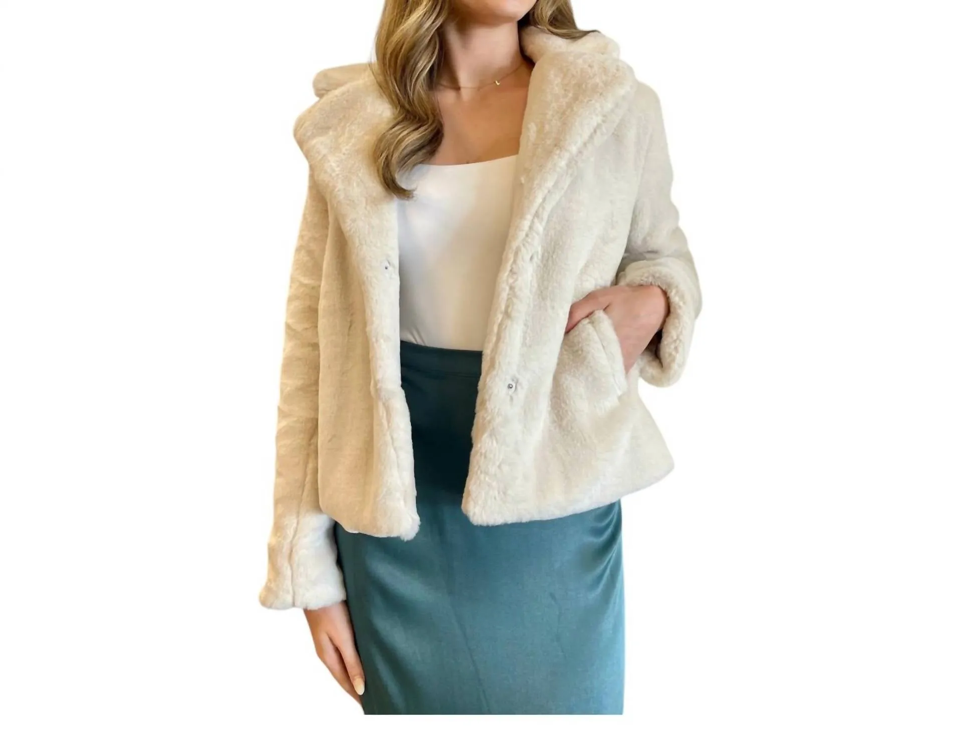 Faux Fur Jacket In Cream