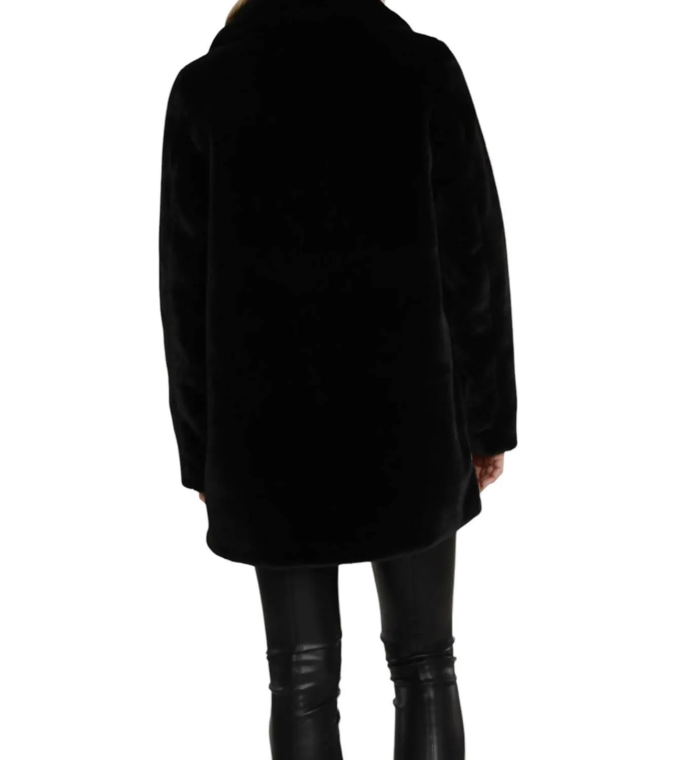 Faux Fur Long Coat In Black