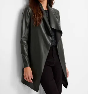 Faux Leather Lounge Around Jacket In Hickory