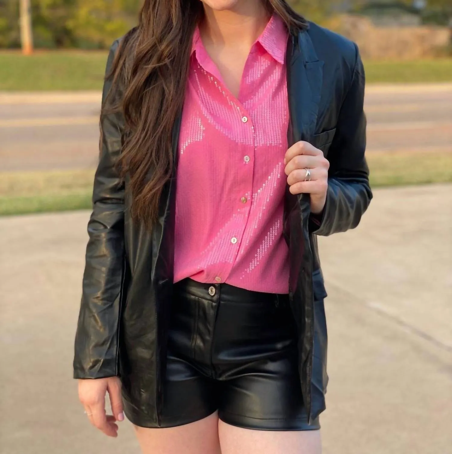 Faux Leather Shorts In Black