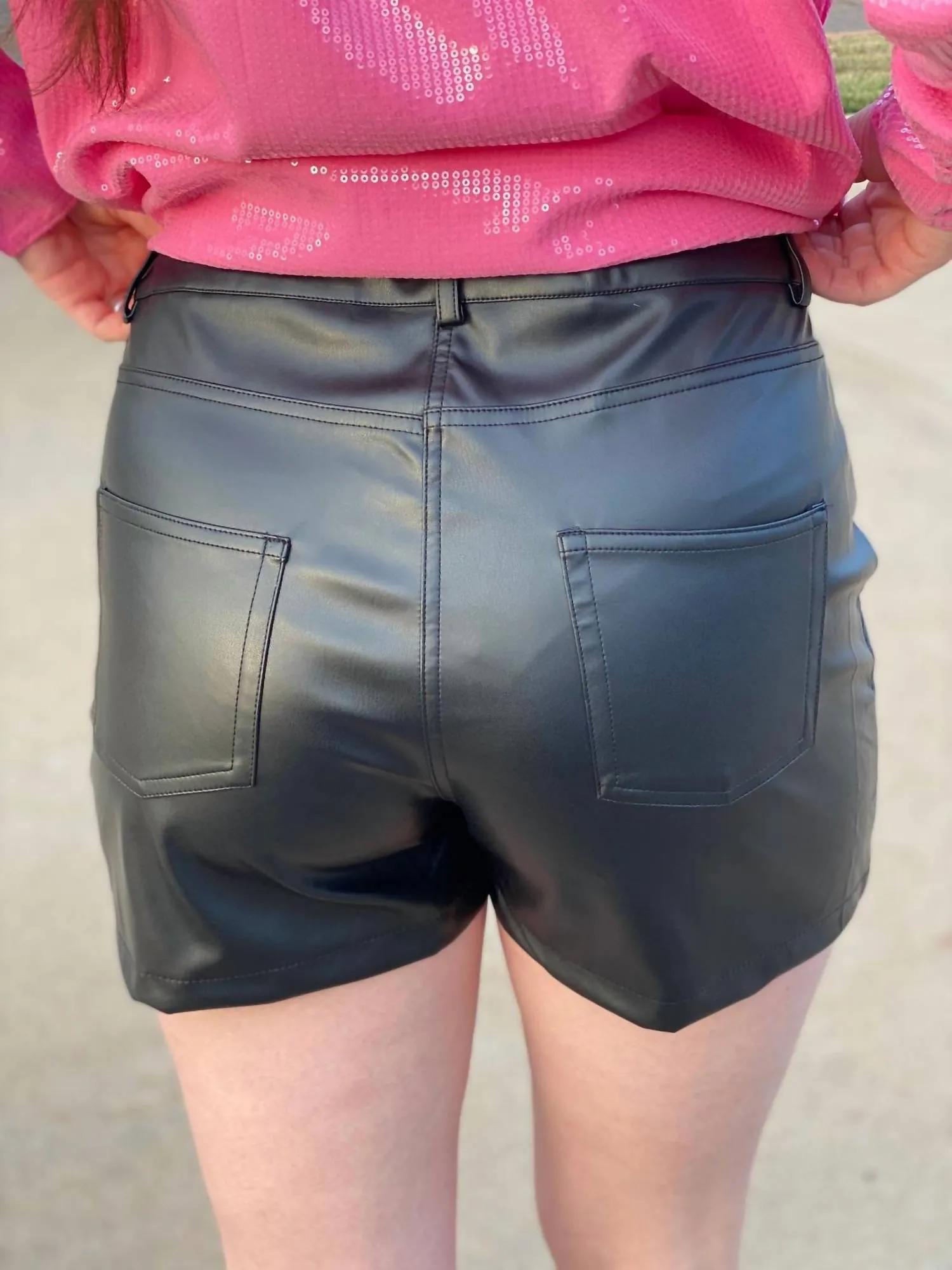 Faux Leather Shorts In Black