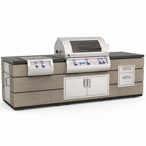 Fire Magic ID790SMR115BA Contemporary Island System With Double Drawer Islands,bbq grill island kit
