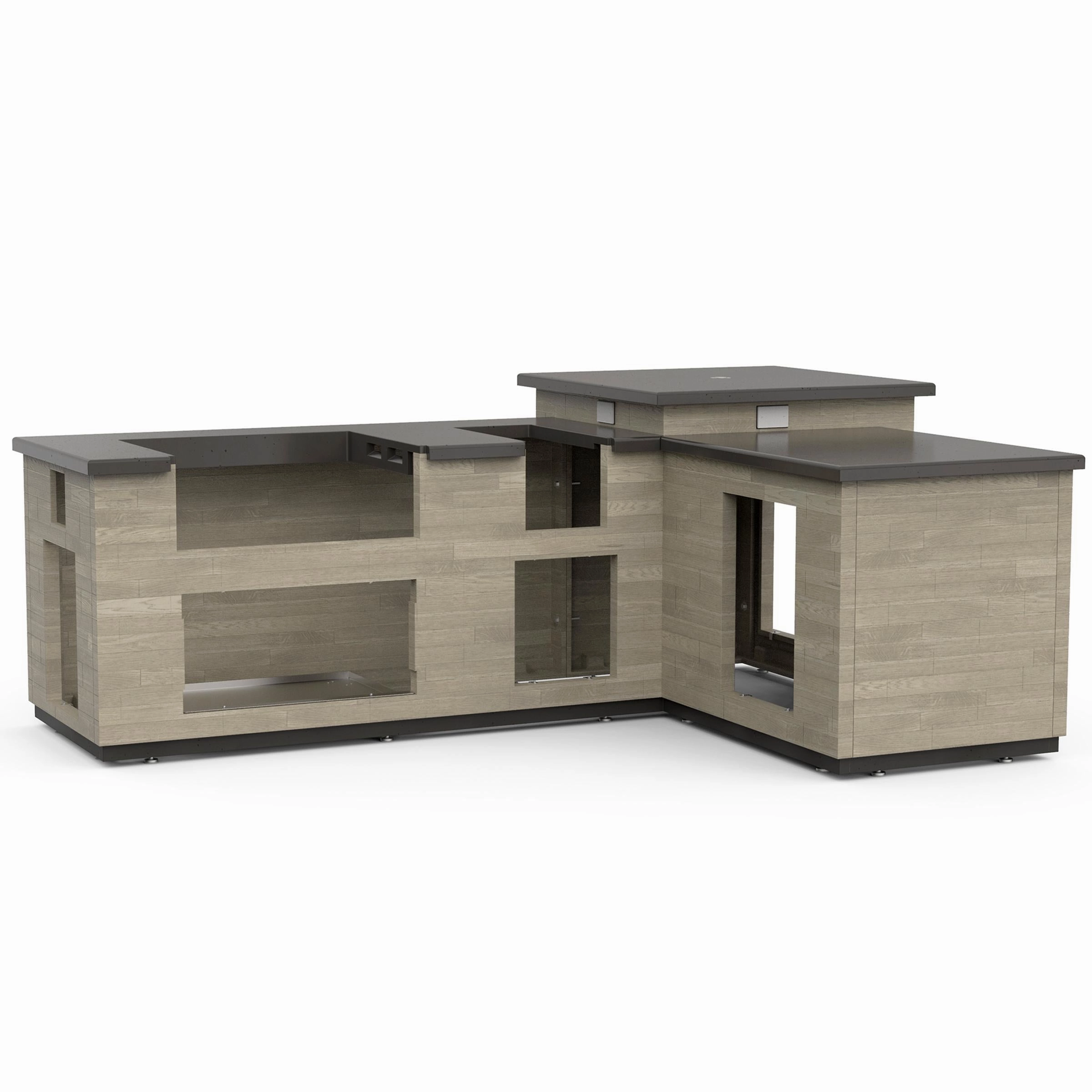 Fire Magic IL660SPD116BA Reclaimed Wood L Shaped Island With Double Drawer Islands,bbq grill island kit