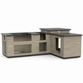 Fire Magic IL660SPD116BA Reclaimed Wood L Shaped Island With Double Drawer Islands,bbq grill island kit