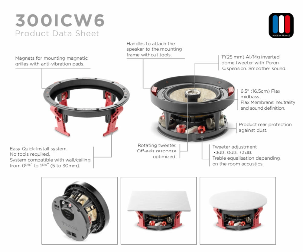 Focal 300 ICW 6 In-Wall Loudspeaker - EACH