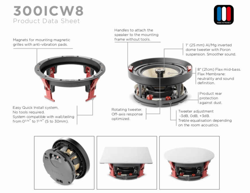 Focal 300 ICW 8 In-Wall Loudspeaker - EACH