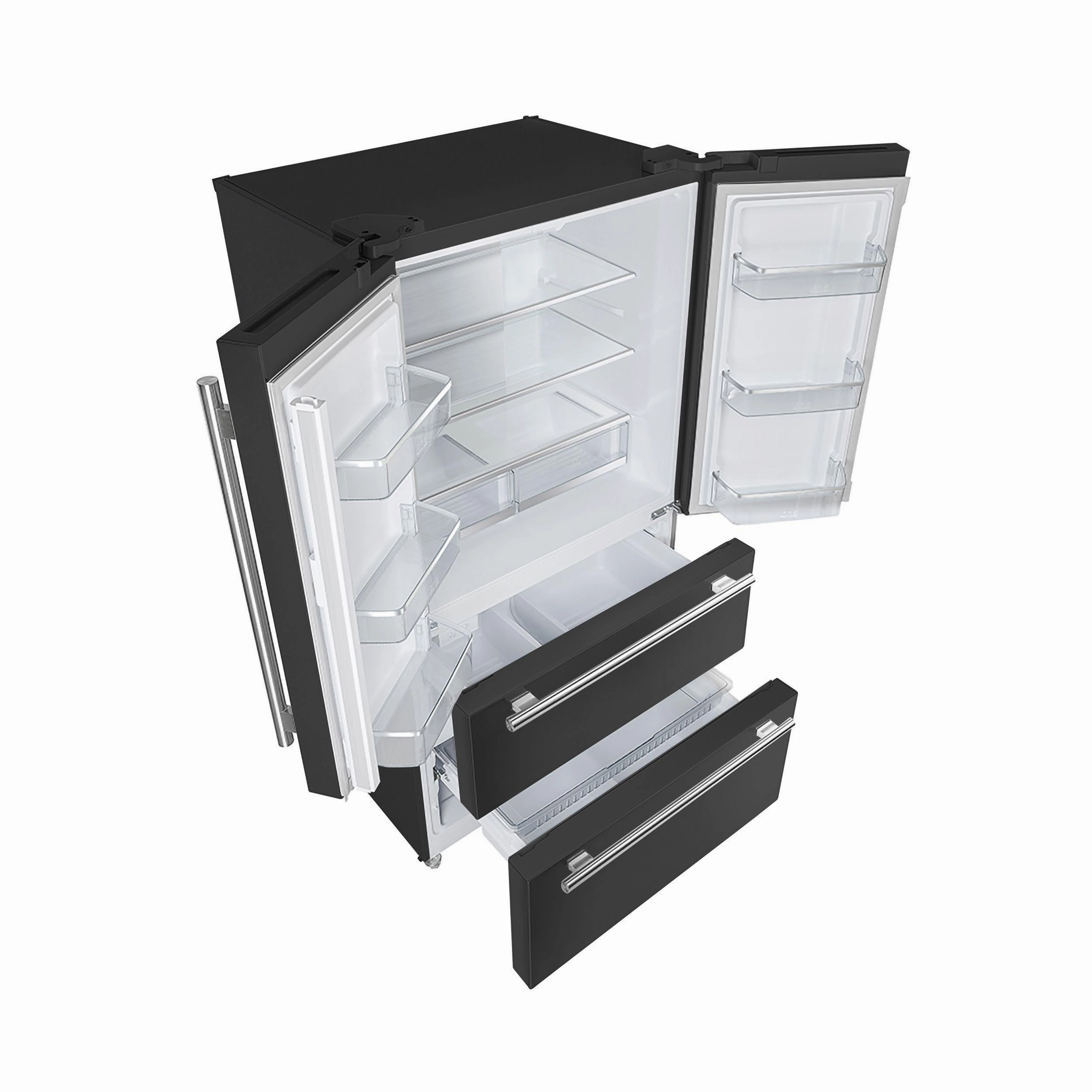 Forno FFRBI182036BLK Espresso Moena 36-Inch French Door Refrigerator In Black, 19.2 Cu.Ft