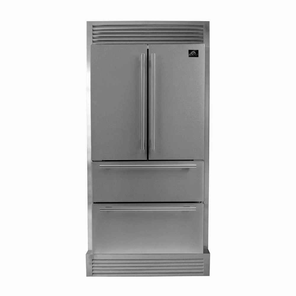 Forno FFRBI182040SG Forno Moena 36" French Door 19.2 Cu.Ft. Stainless Steel Refrigerator With Grill Trim Freestanding Refrigerators freestanding fridge freezer combo