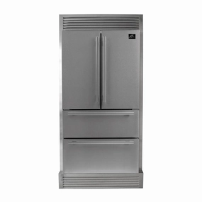 Forno FFRBI182040SG Forno Moena 36" French Door 19.2 Cu.Ft. Stainless Steel Refrigerator With Grill Trim Freestanding Refrigerators freestanding fridge freezer combo