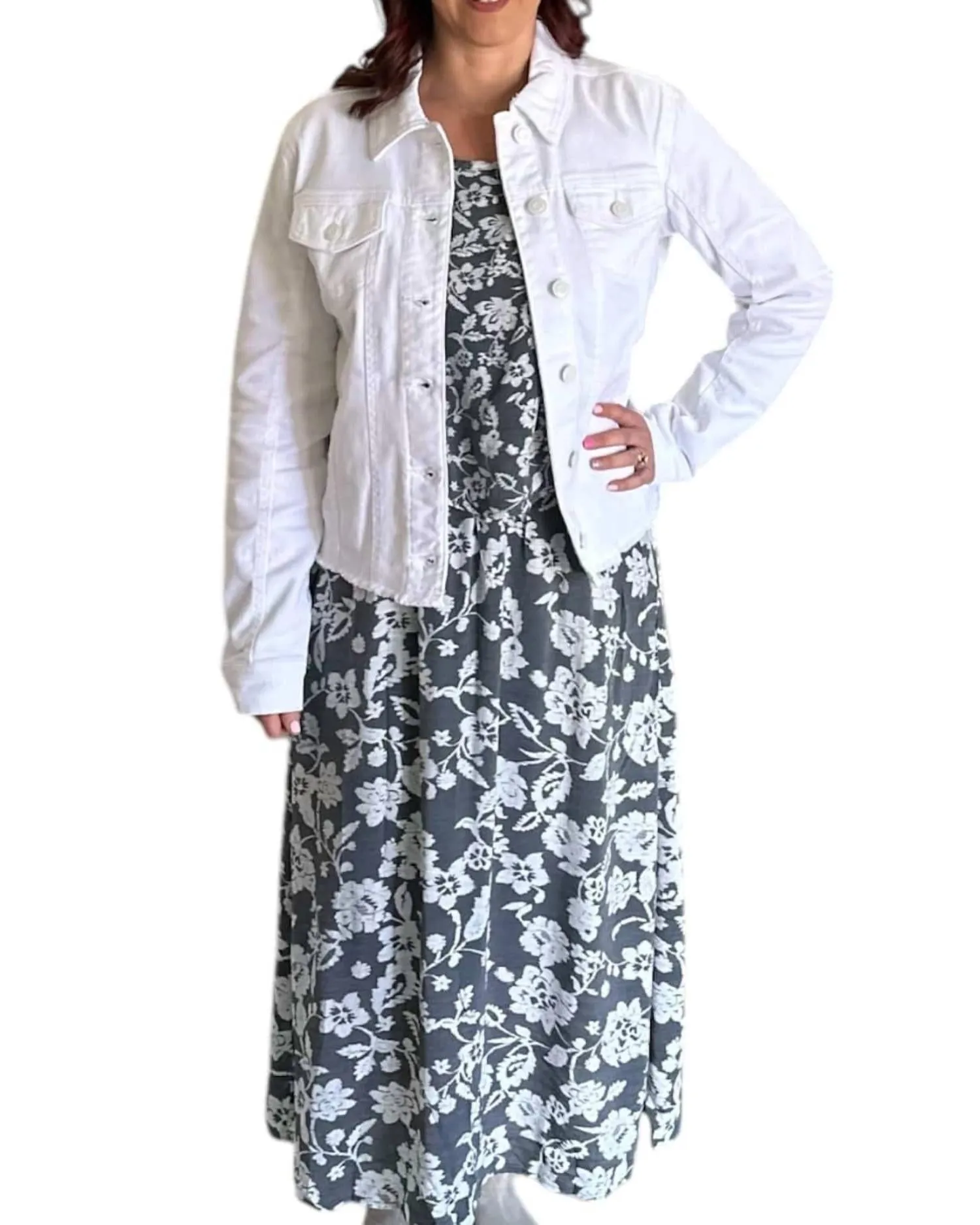 Frayed Denim Jacket In White