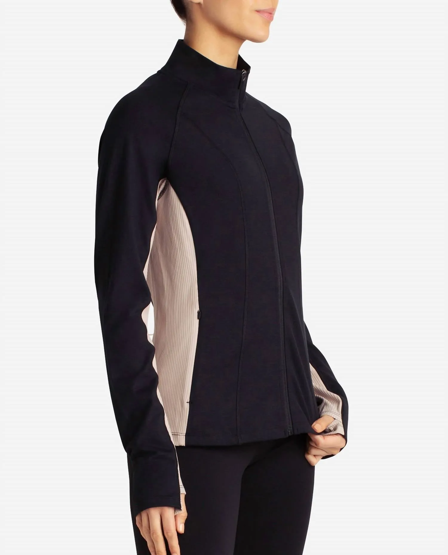 Full-Zip Colorblocked Yoga Jacket In Black Salt And Atmosphere