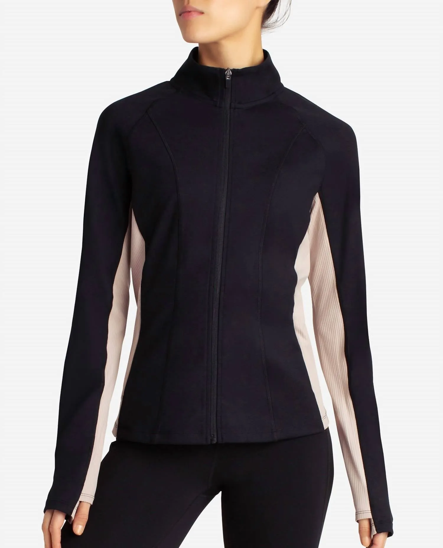 Full-Zip Colorblocked Yoga Jacket In Black Salt And Atmosphere