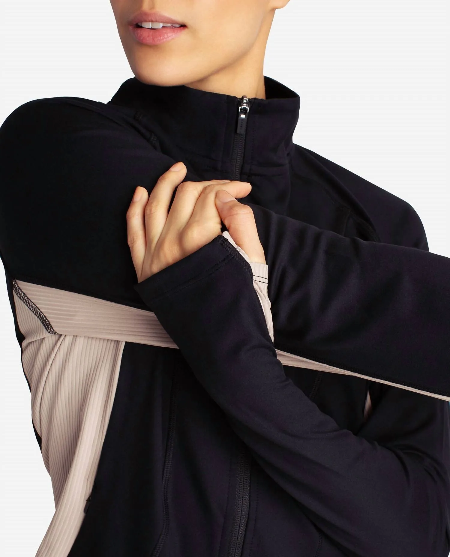 Full-Zip Colorblocked Yoga Jacket In Black Salt And Atmosphere
