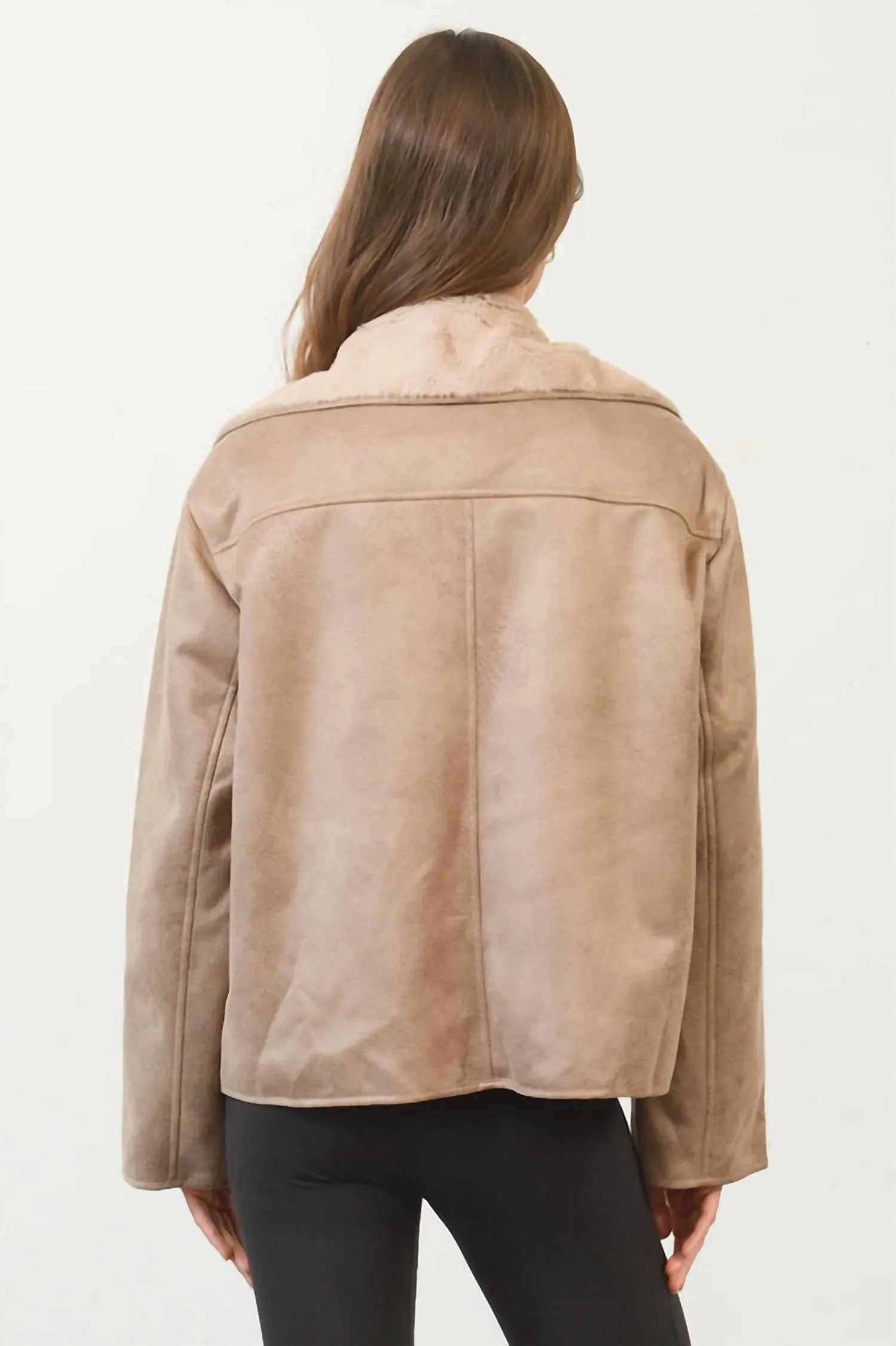 Fur Suede Jacket In Beige
