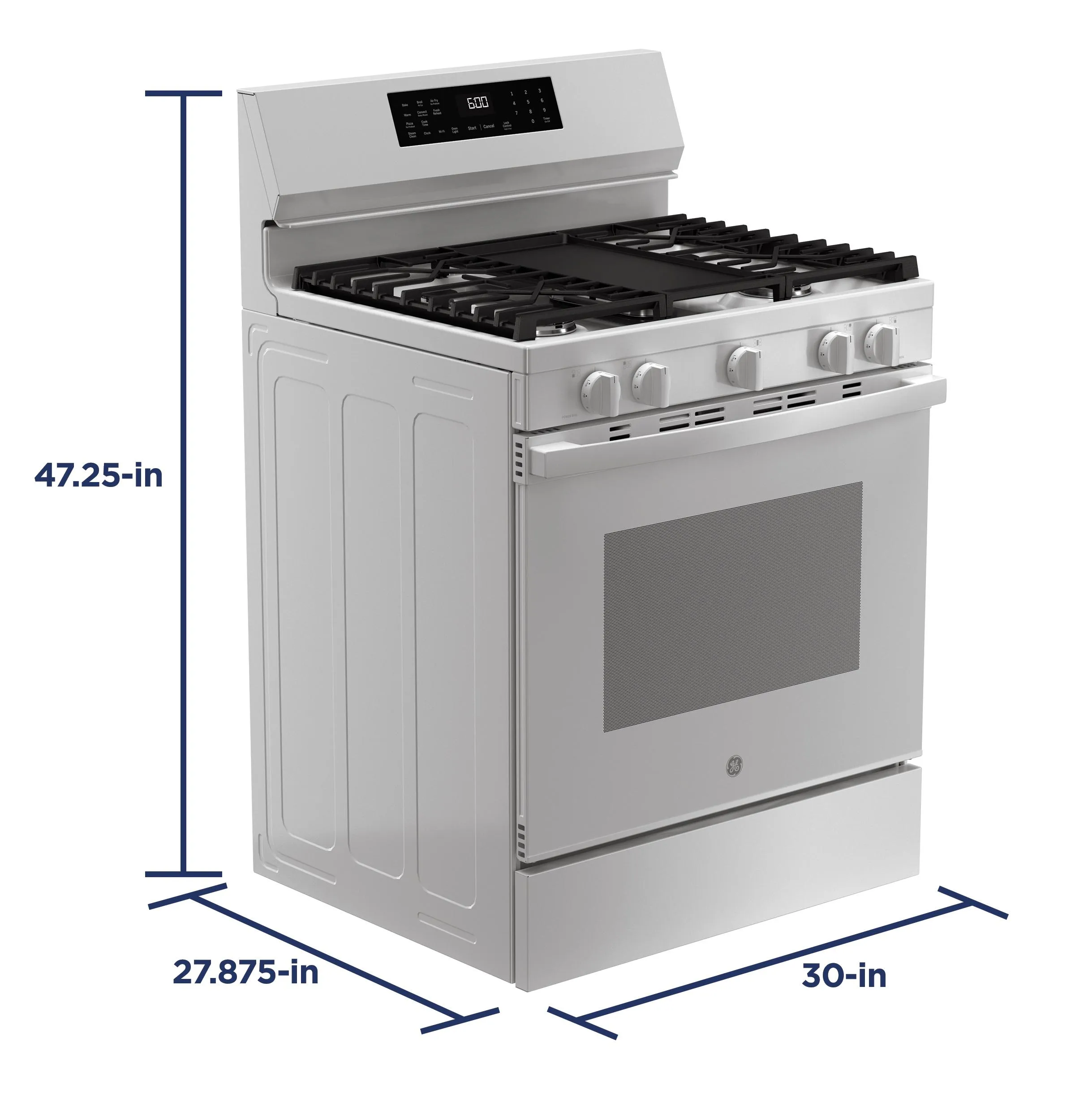 Ge Appliances GGF600AVWW Ge? 30" Free-Standing Gas Convection Range With No Preheat Air Fry And Easywash&#8482; Oven Tray
