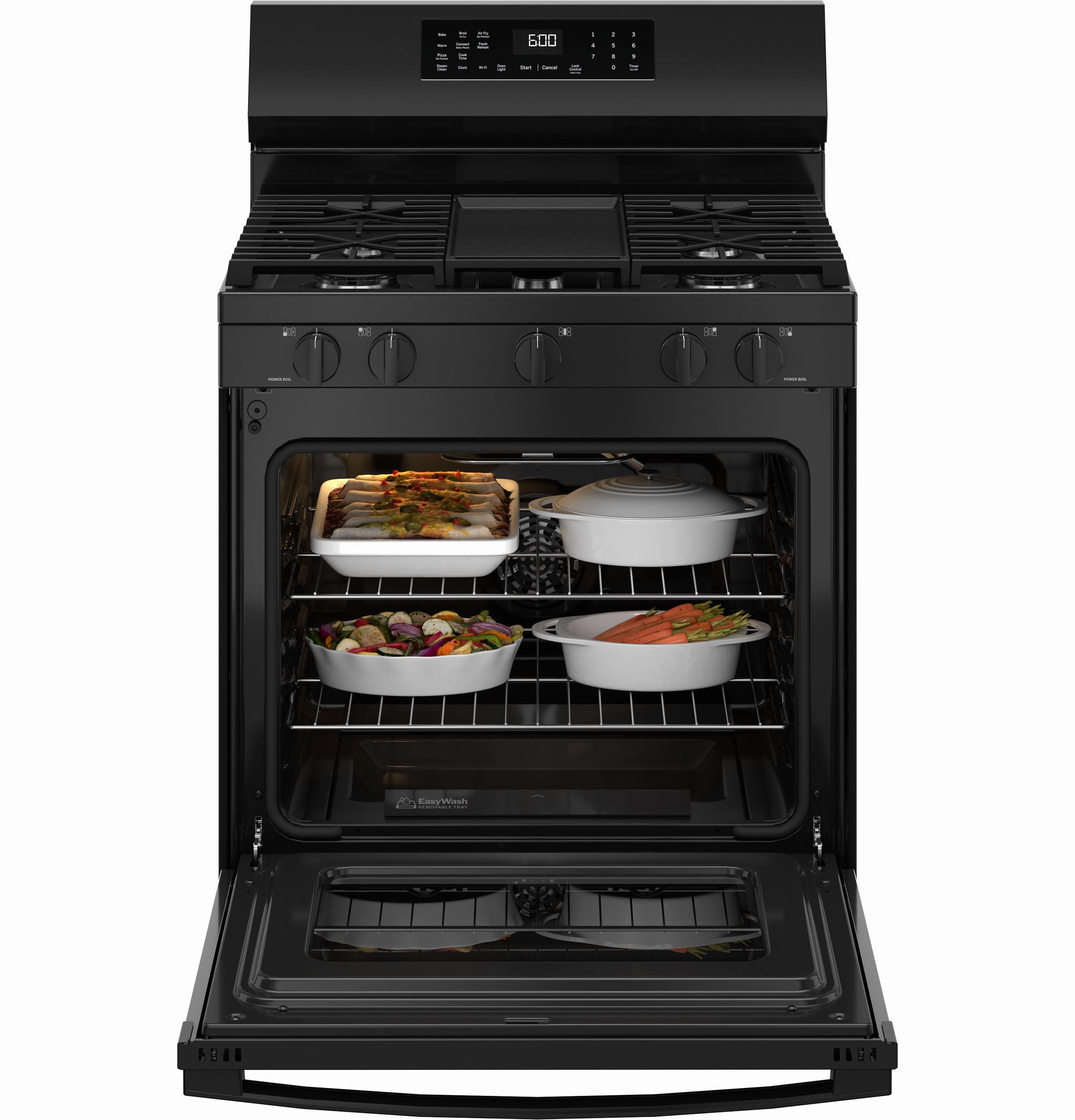 Ge Appliances GGF600AVBB Ge? 30" Free-Standing Gas Convection Range With No Preheat Air Fry And Easywash&#8482; Oven Tray