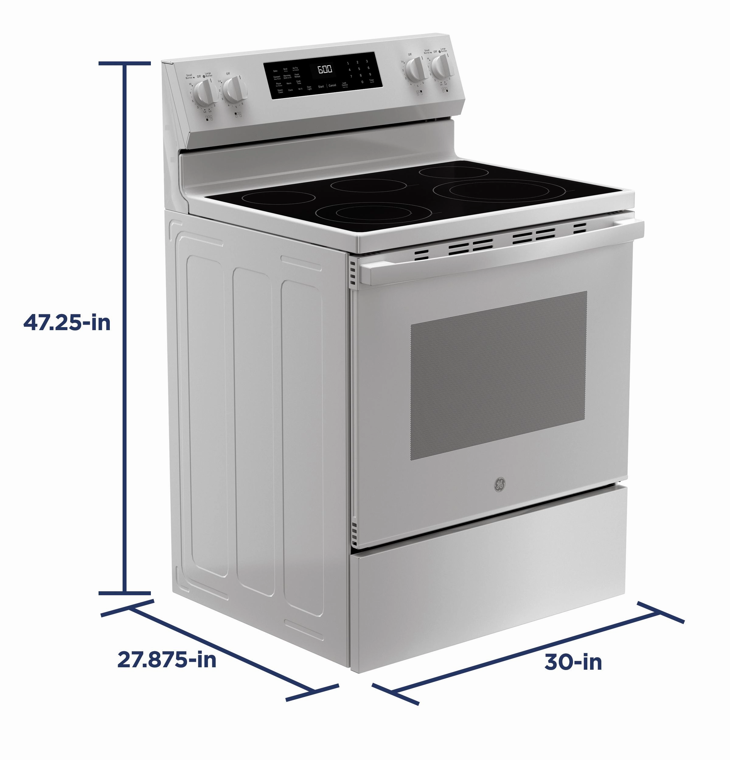 Ge Appliances GRF600AVWW Ge? 30" Free-Standing Electric Convection Range With No Preheat Air Fry And Easywash&#8482; Oven Tray