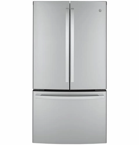 Ge Appliances GWE23GYNFS Ge? Energy Star? 23.1 Cu. Ft. Counter-Depth Fingerprint Resistant French-Door Refrigerator Freestanding Refrigerators freestanding fridge freezer combo