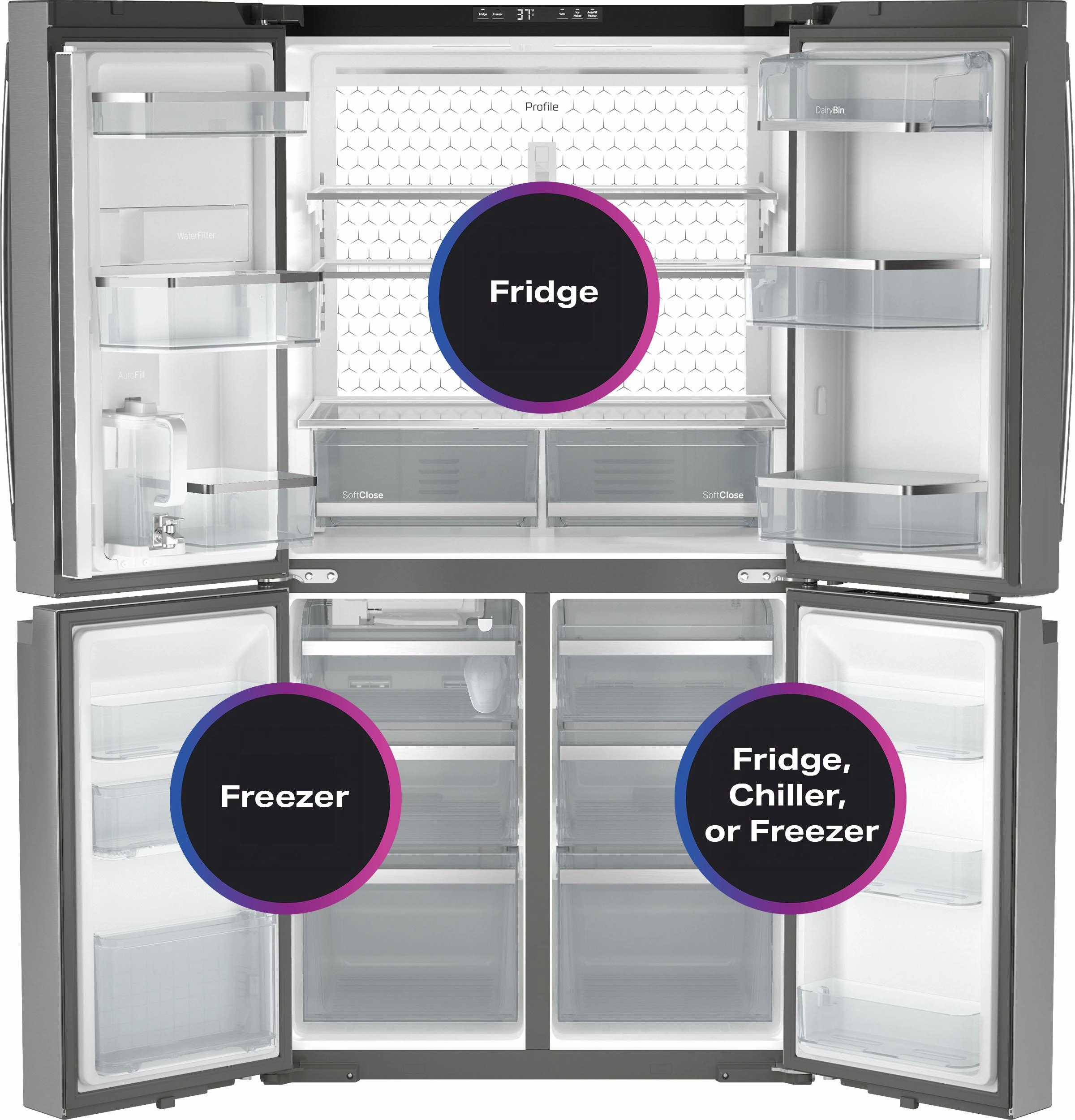Ge Appliances PAE28BYTFS Ge Profile&#8482; Energy Star? 28.3 Cu. Ft. Quad-Door Refrigerator With Dual-Dispense Autofill Pitcher