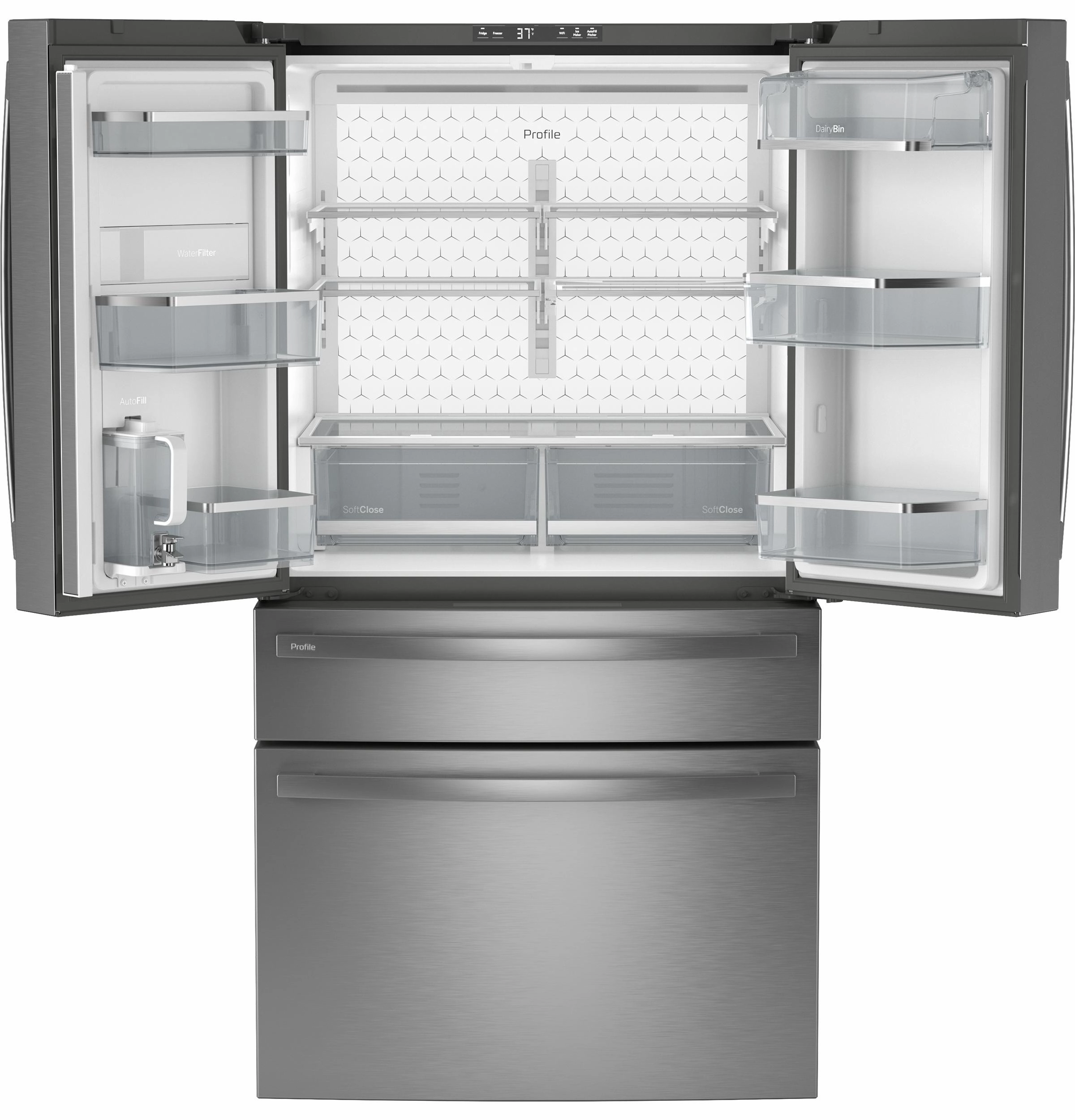 Ge Appliances PGE29BYTFS Ge Profile&#8482; Series Energy Star? 28.7 Cu. Ft. Smart Fingerprint Resistant 4-Door French-Door Refrigerator With Dual-Dispense Autofill Pitcher
