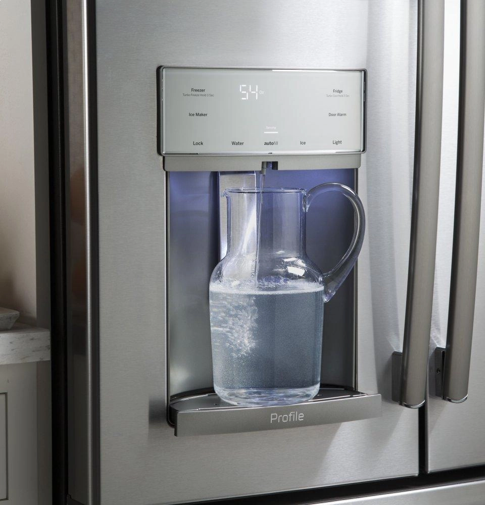 Ge Appliances PYE22KBLTS Ge Profile&#8482; Series Energy Star? 22.1 Cu. Ft. Counter-Depth French-Door Refrigerator With Hands-Free Autofill