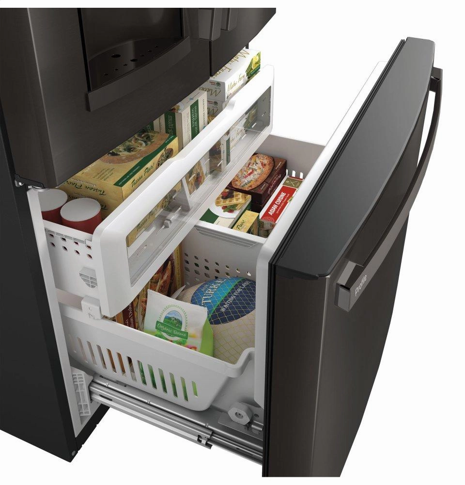 Ge Appliances PYE22KBLTS Ge Profile&#8482; Series Energy Star? 22.1 Cu. Ft. Counter-Depth French-Door Refrigerator With Hands-Free Autofill