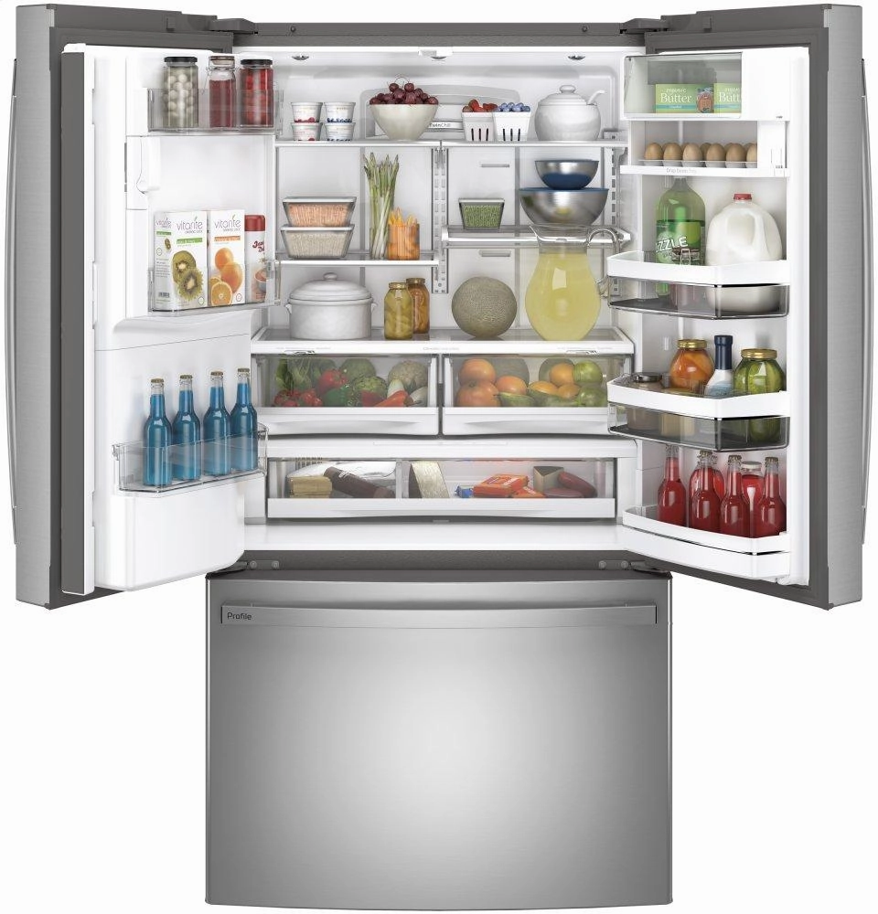Ge Appliances PYE22KYNFS Ge Profile&#8482; Series Energy Star? 22.1 Cu. Ft. Counter-Depth Fingerprint Resistant French-Door Refrigerator With Hands-Free Autofill