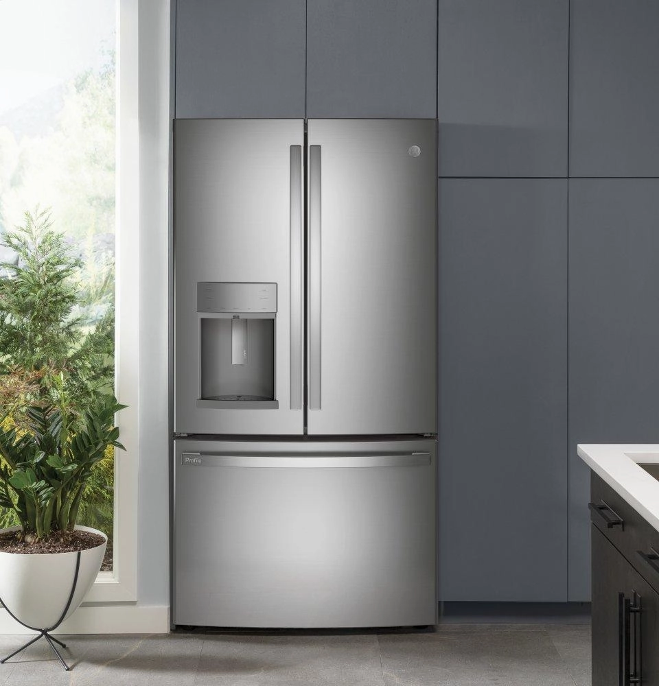 Ge Appliances PYE22KYNFS Ge Profile&#8482; Series Energy Star? 22.1 Cu. Ft. Counter-Depth Fingerprint Resistant French-Door Refrigerator With Hands-Free Autofill