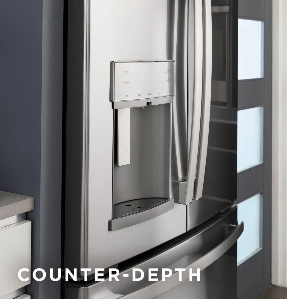 Ge Appliances PYE22KYNFS Ge Profile&#8482; Series Energy Star? 22.1 Cu. Ft. Counter-Depth Fingerprint Resistant French-Door Refrigerator With Hands-Free Autofill