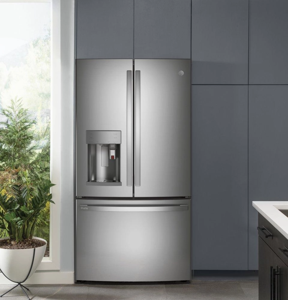 Ge Appliances PYE22PYNFS Ge Profile&#8482; Series Energy Star? 22.1 Cu. Ft. Smart Counter-Depth Fingerprint Resistant French-Door Refrigerator With Keurig? K-Cup? Brewing System