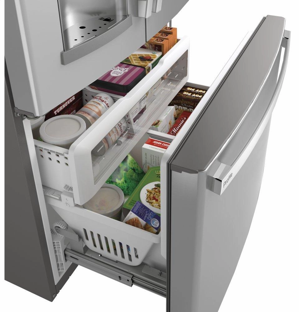 Ge Appliances PYE22PYNFS Ge Profile&#8482; Series Energy Star? 22.1 Cu. Ft. Smart Counter-Depth Fingerprint Resistant French-Door Refrigerator With Keurig? K-Cup? Brewing System