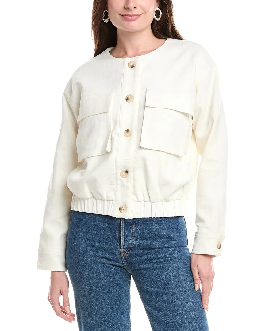 Grey Lab Linen-Blend Bomber Jacket