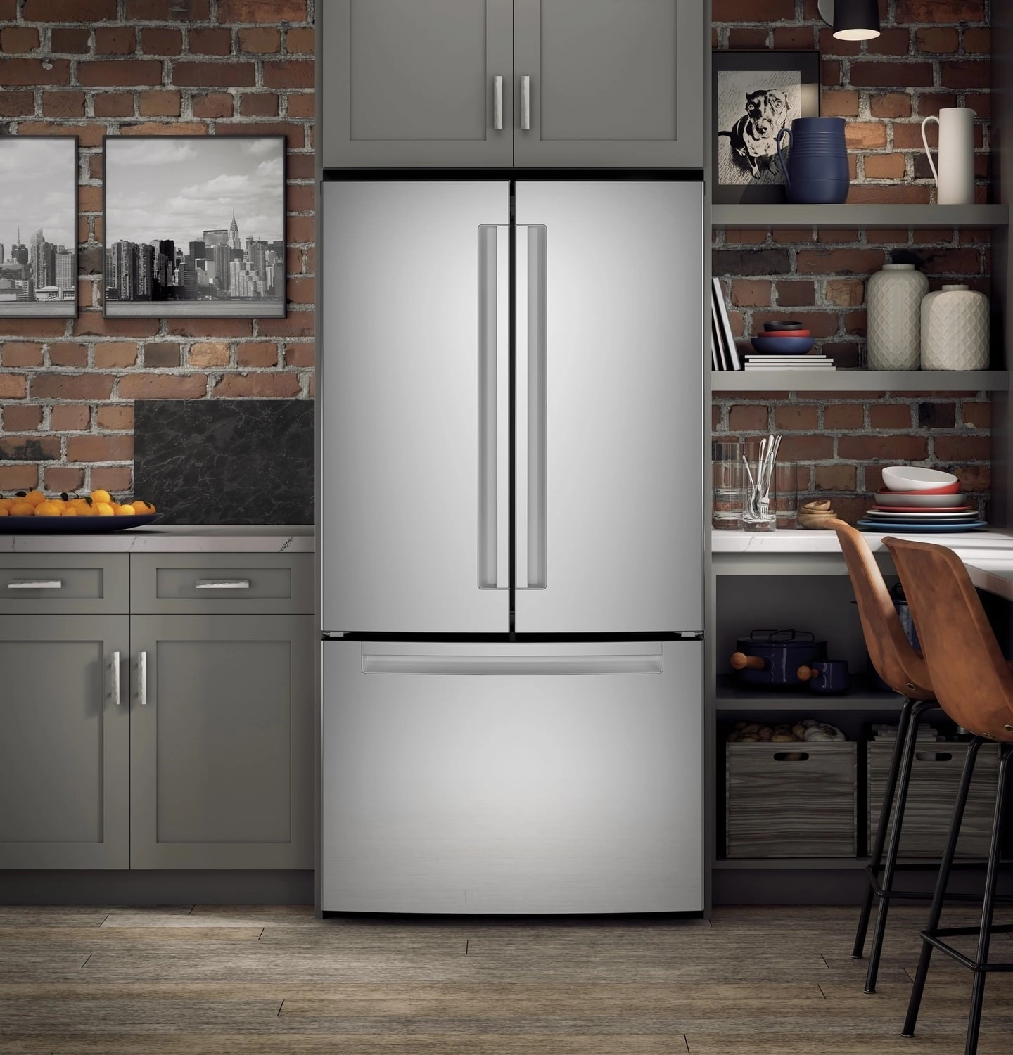 Haier QNE27JYMFS Energy Star? 27.0 Cu. Ft. Fingerprint Resistant French-Door Refrigerator