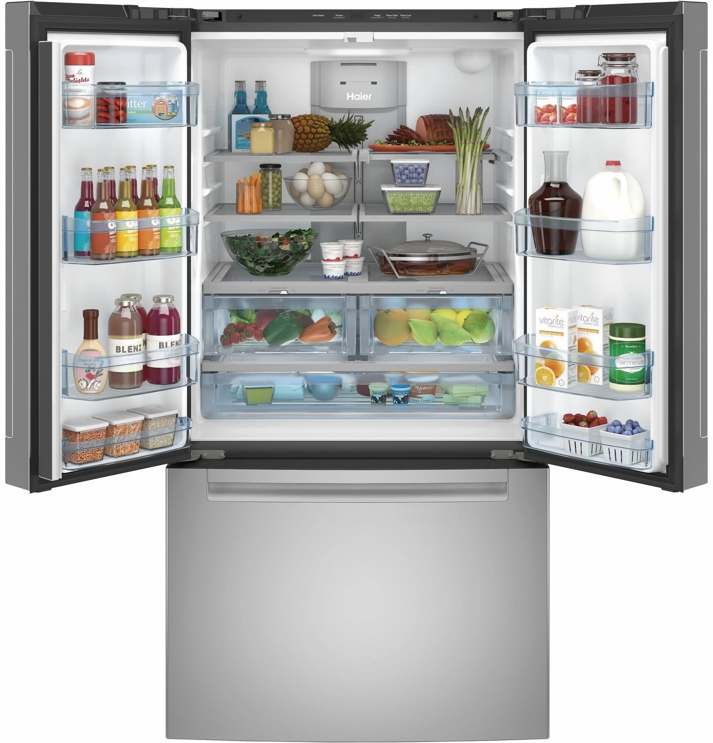 Haier QNE27JYMFS Energy Star? 27.0 Cu. Ft. Fingerprint Resistant French-Door Refrigerator