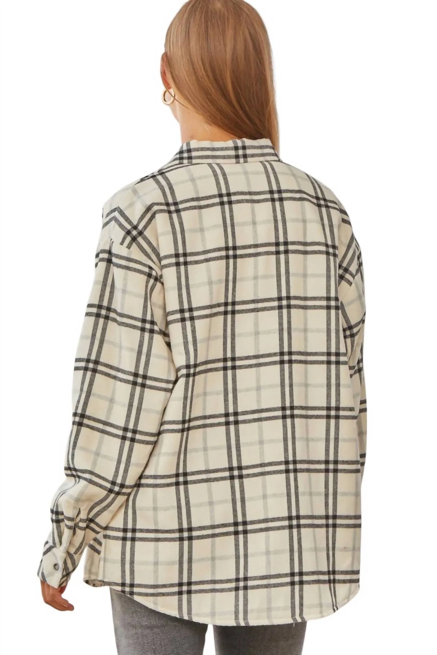 Hand In Hand Plaid Shacket In Ivory/black