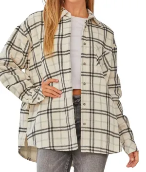 Hand In Hand Plaid Shacket In Ivory/black