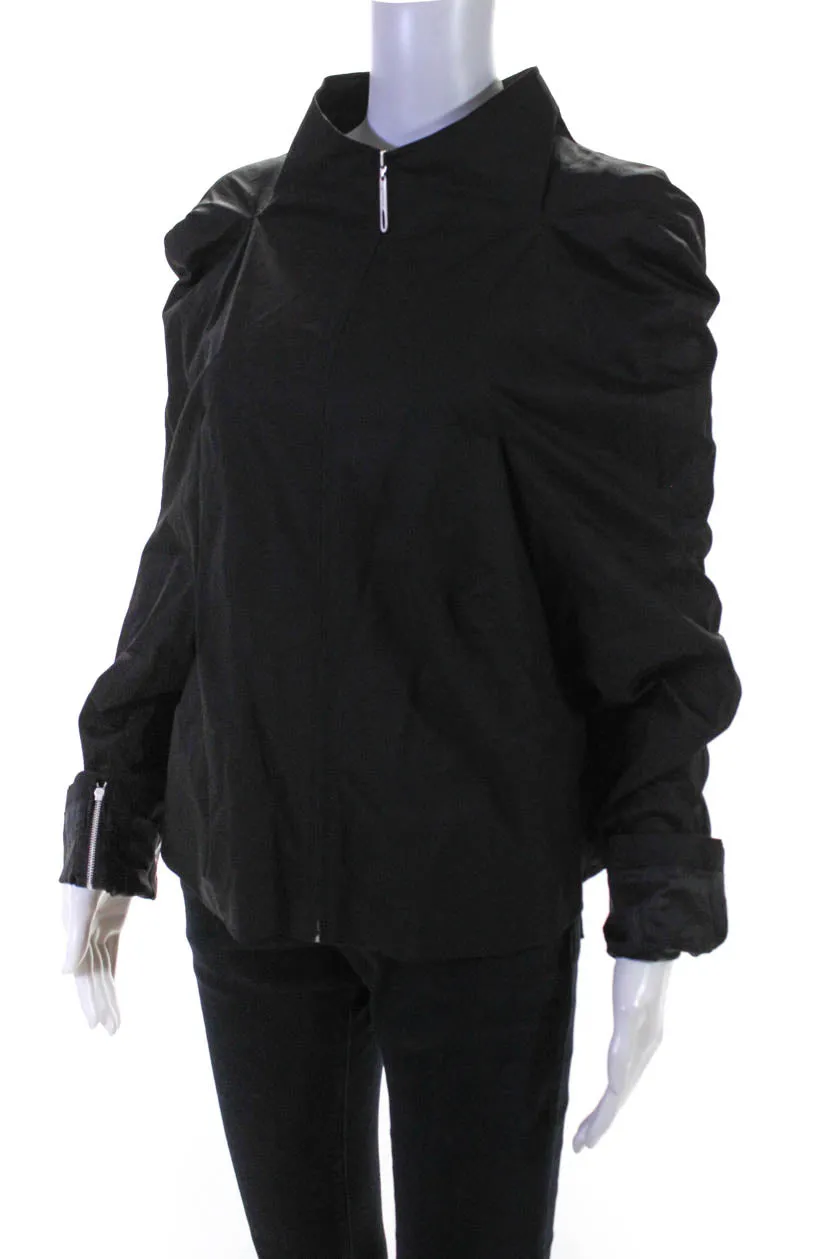 Hankim Womens Multi Panelled High Neck Sateen Full Zip Jacket Black