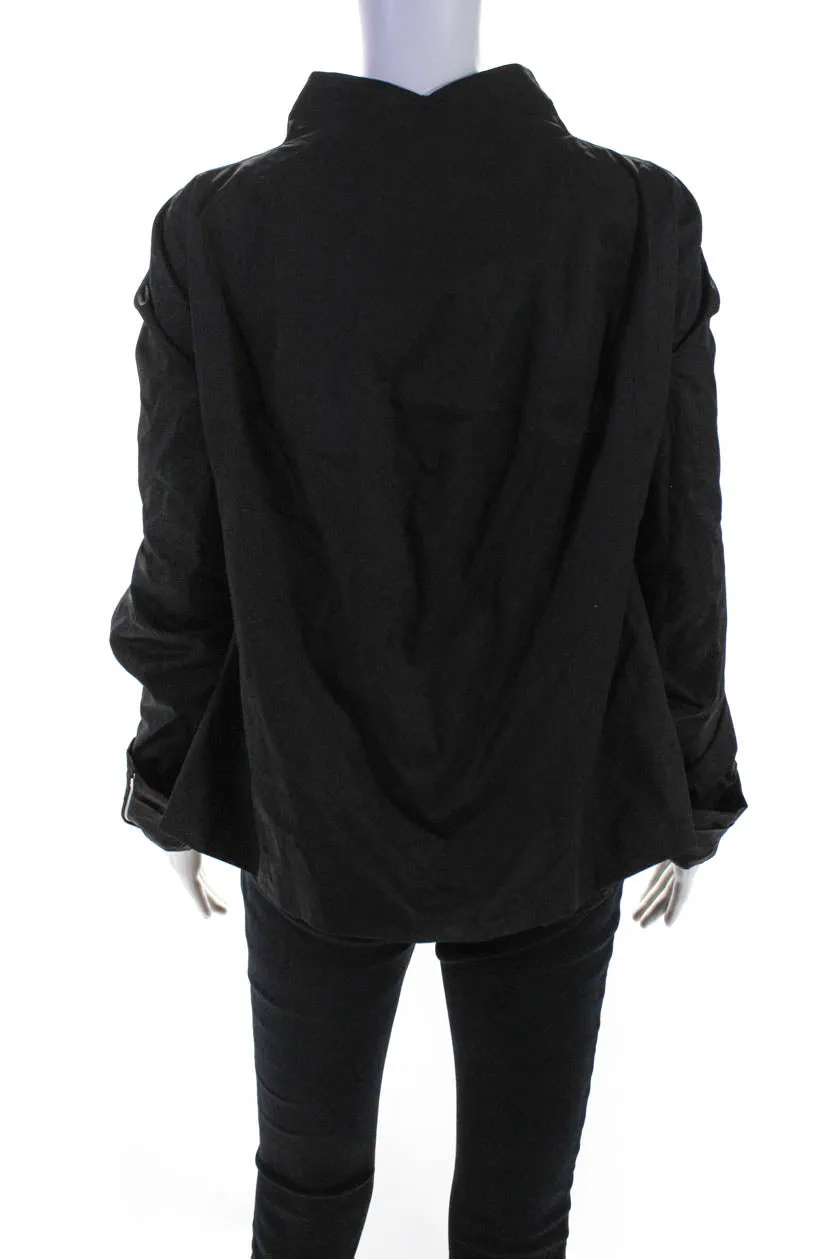Hankim Womens Multi Panelled High Neck Sateen Full Zip Jacket Black