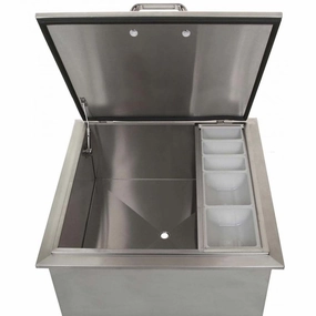 Heat Grills HTXICEBIN18X18 Drop-In Ice Bin Cooler With Condiment Tray, 18X18 Barbeque Grill Accessories,grill tool set