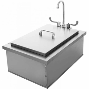 Heat Grills HTXSINK15X24 Insulated Sink With Condiment Tray, 15X24 Storage,outdoor grill storage cabinet