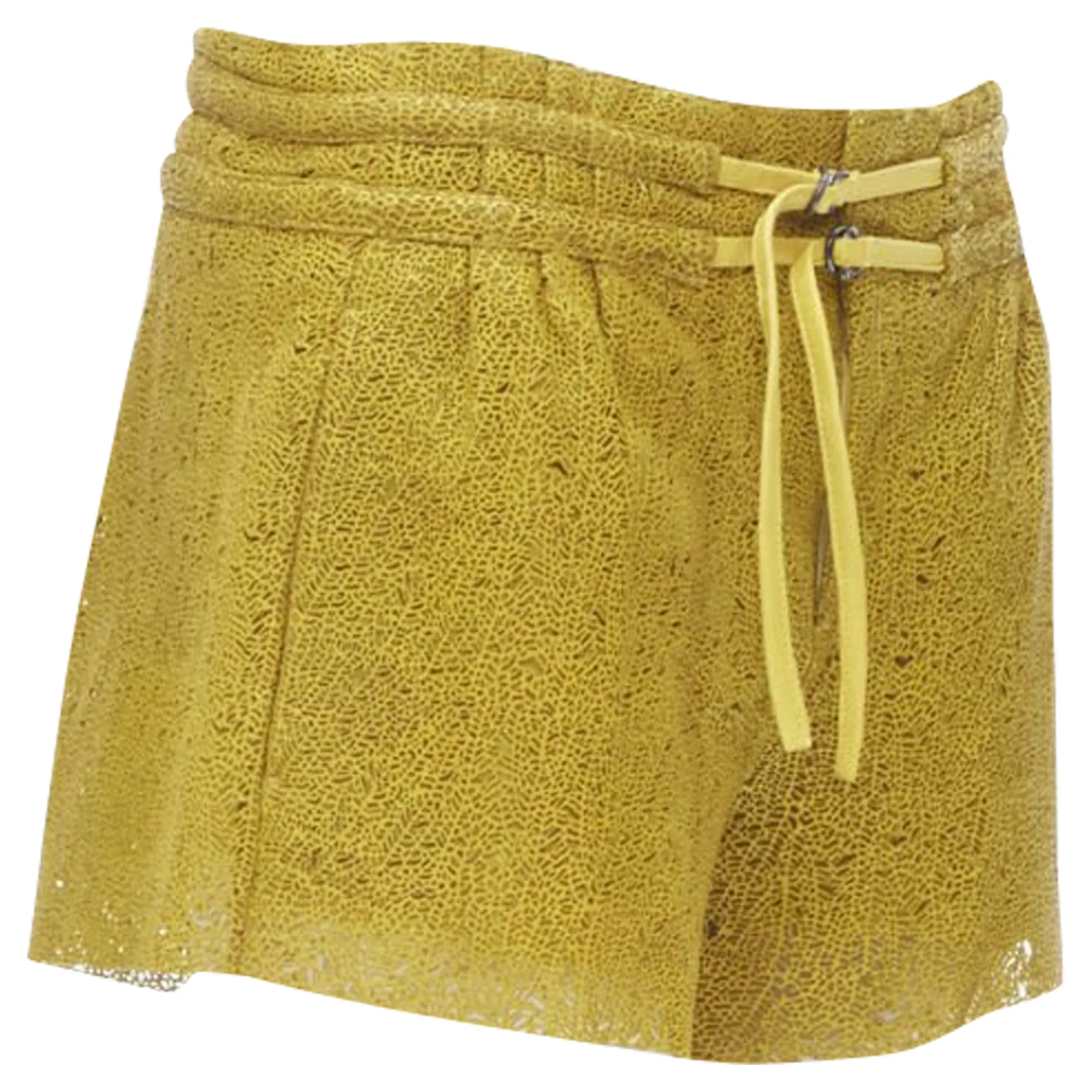 Helmut Lang laser cut leather lined shorts