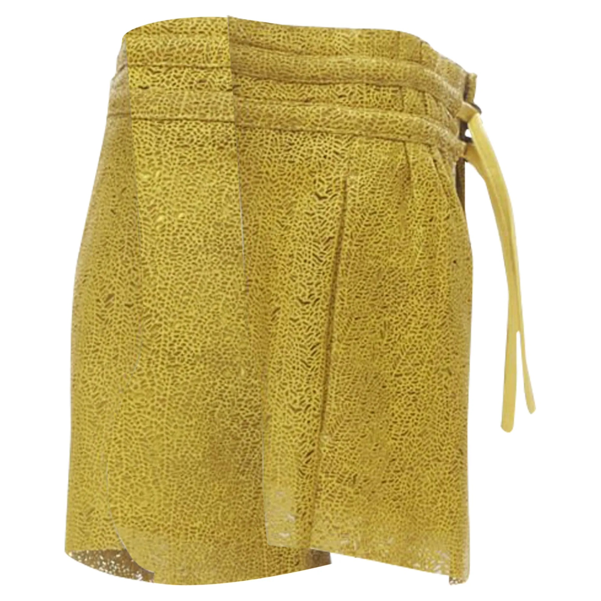 Helmut Lang laser cut leather lined shorts