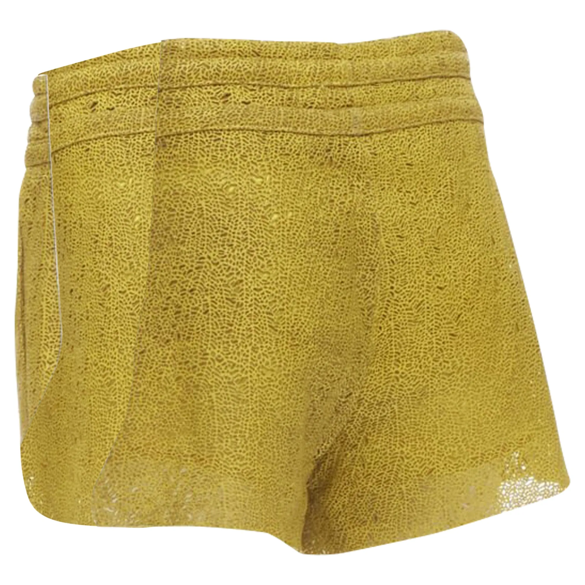 Helmut Lang laser cut leather lined shorts