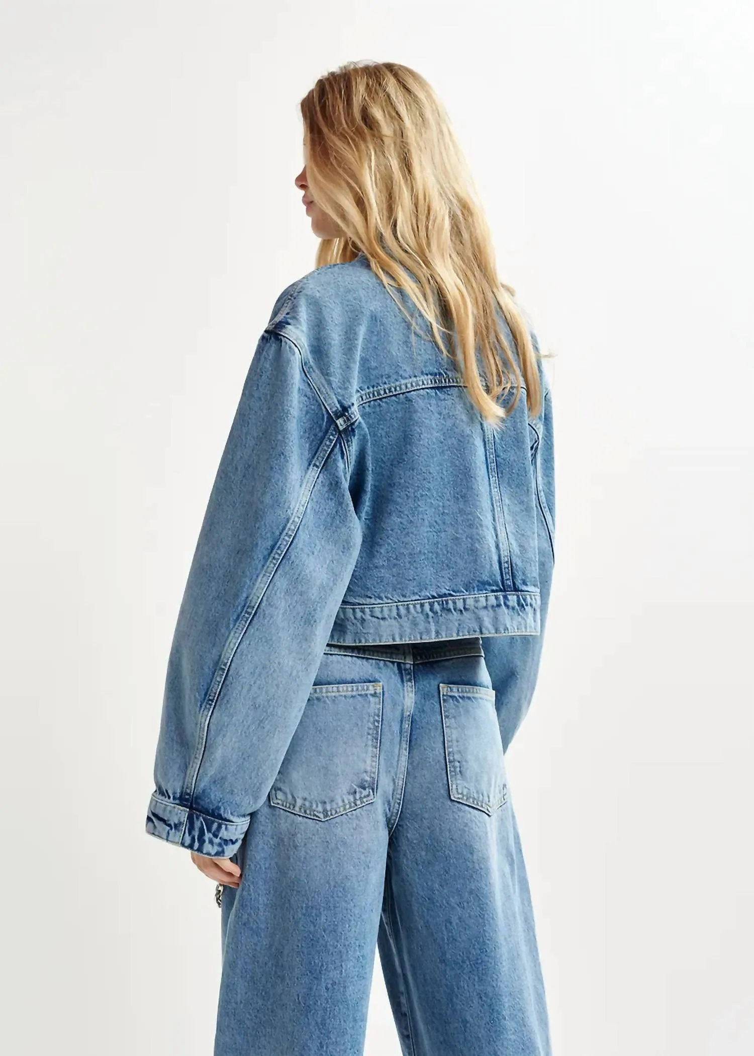 Hespero Cropped Denim Jacket In Blue