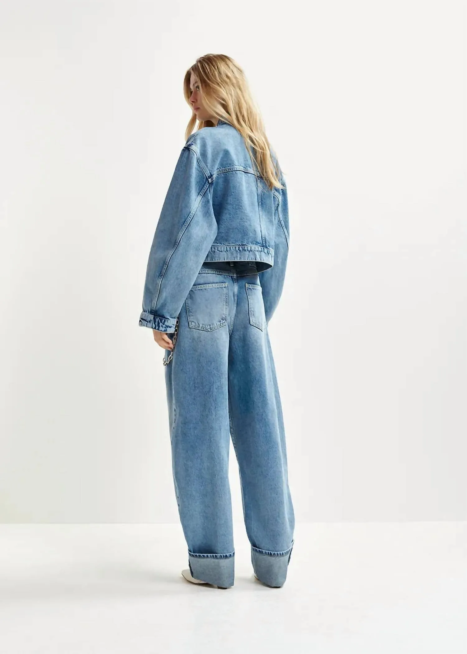 Hespero Cropped Denim Jacket In Blue