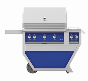 Hestan GABR36CX2LPBU Hestan 36" Liquid Propane Gas Deluxe Freestanding Grill And Cart W/ Double Side Burner Gabr36Cx2 - Blue (Custom Color: Prince) Barbeque Grills,outdoor bbq grill